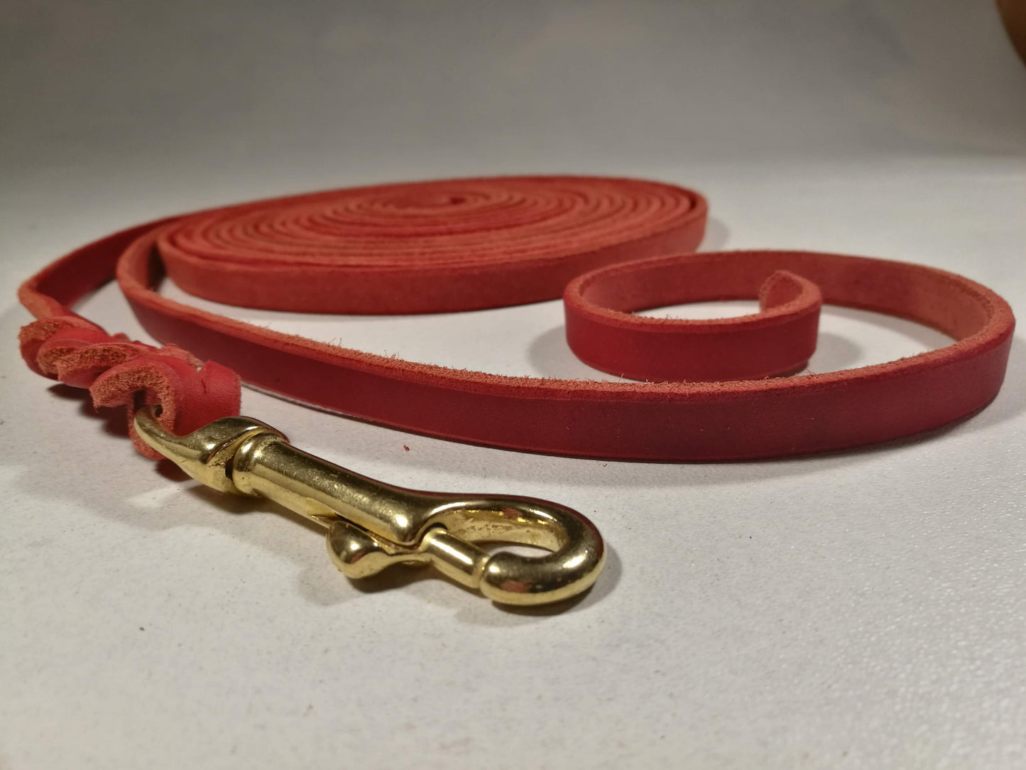 4 m ohne Handschlaufe, Leine Leder Fettleder geflochten, Hundeleine