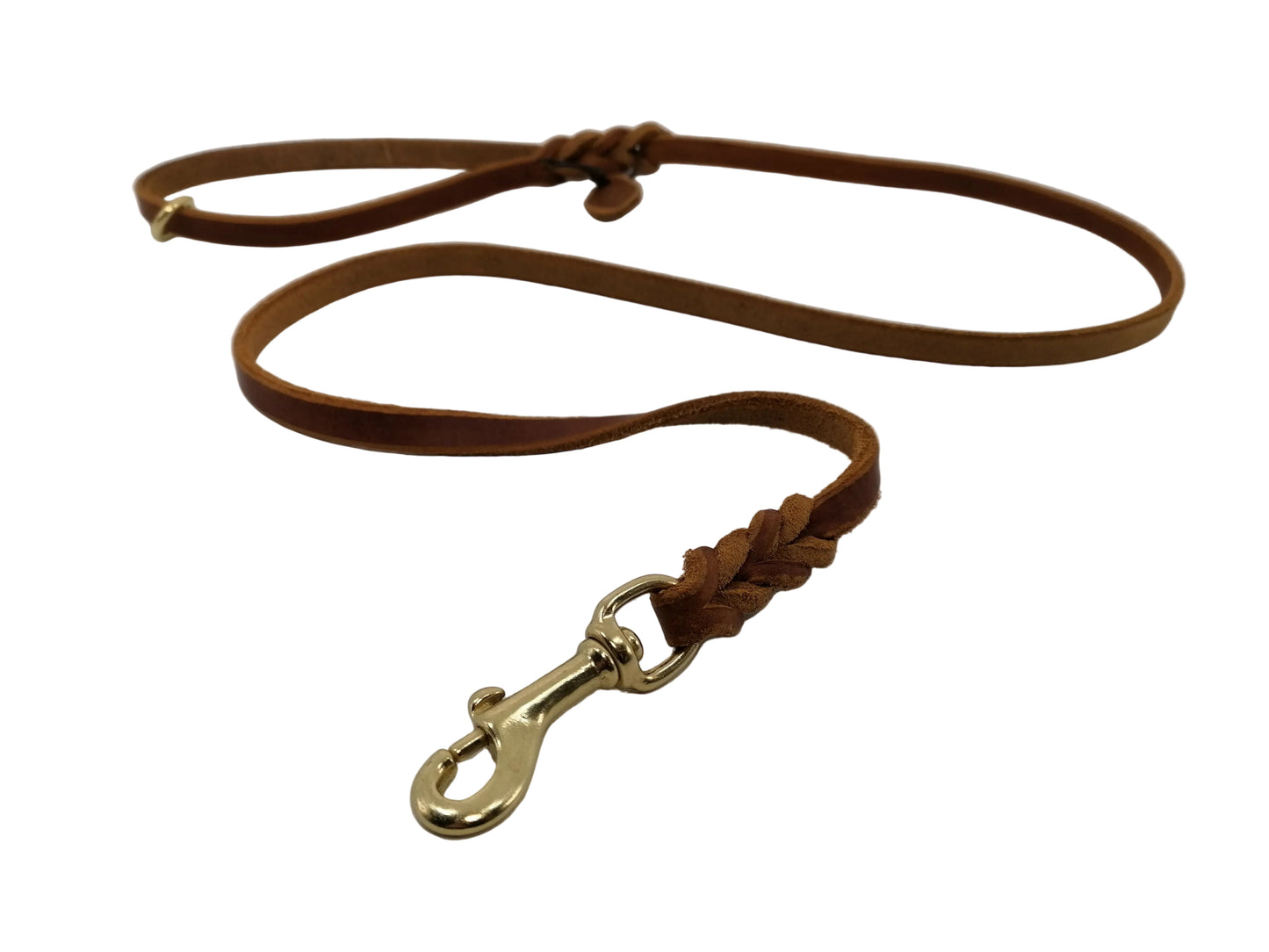 1,8 m mit einem Ring in der Handschlaufe, Leine Leder Fettleder geflochten, Hundeleine