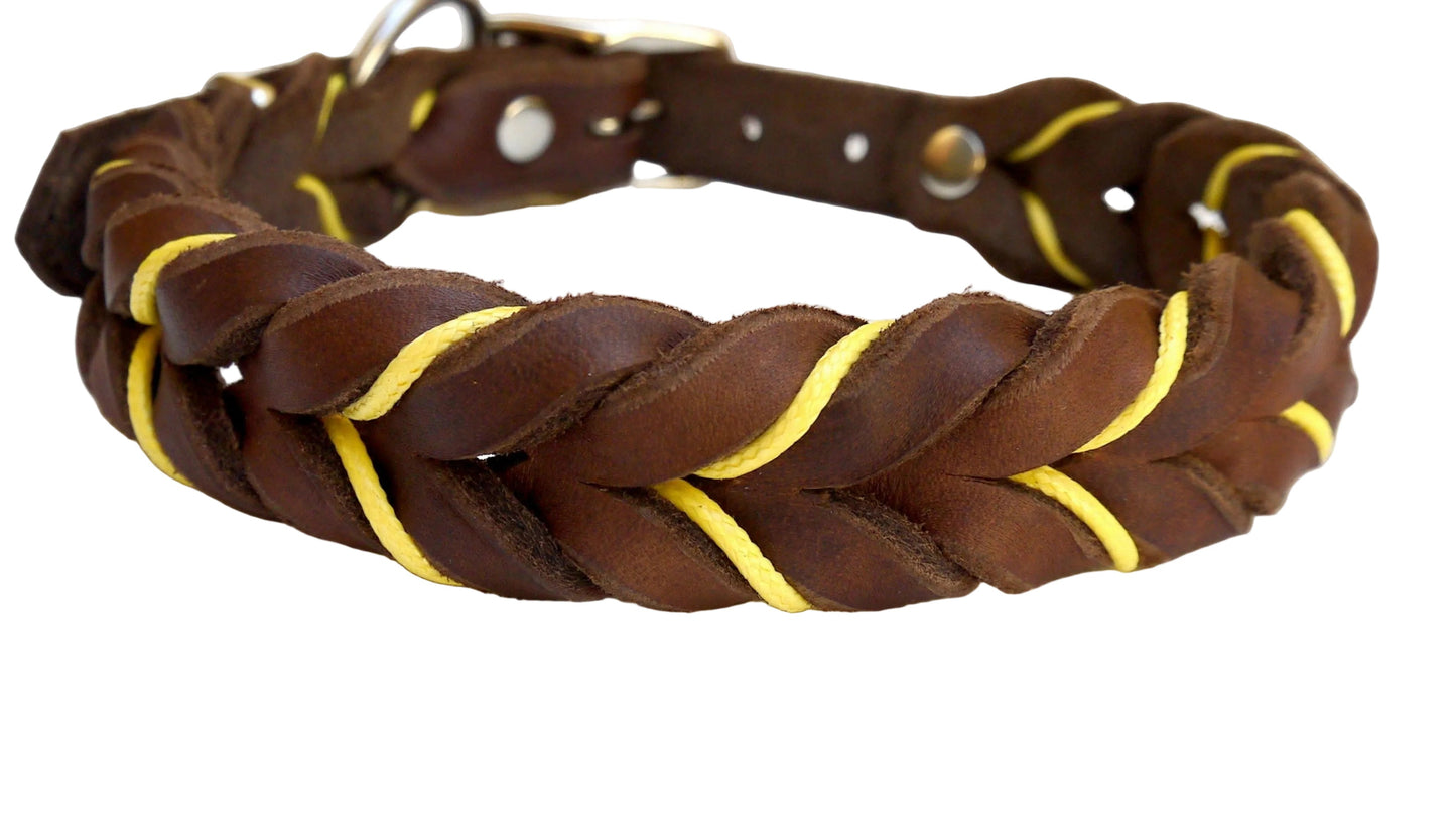 "Lilly" geflochten, Halsband, Leder, Fettleder, Hund