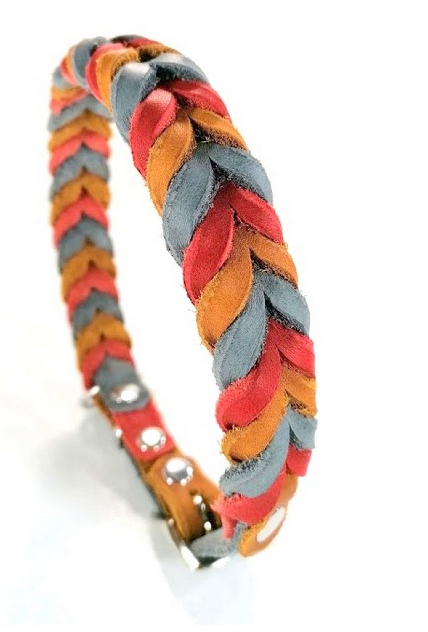 "Trio" Halsband dreifarbig geflochten, Fettleder, Leder, Hund