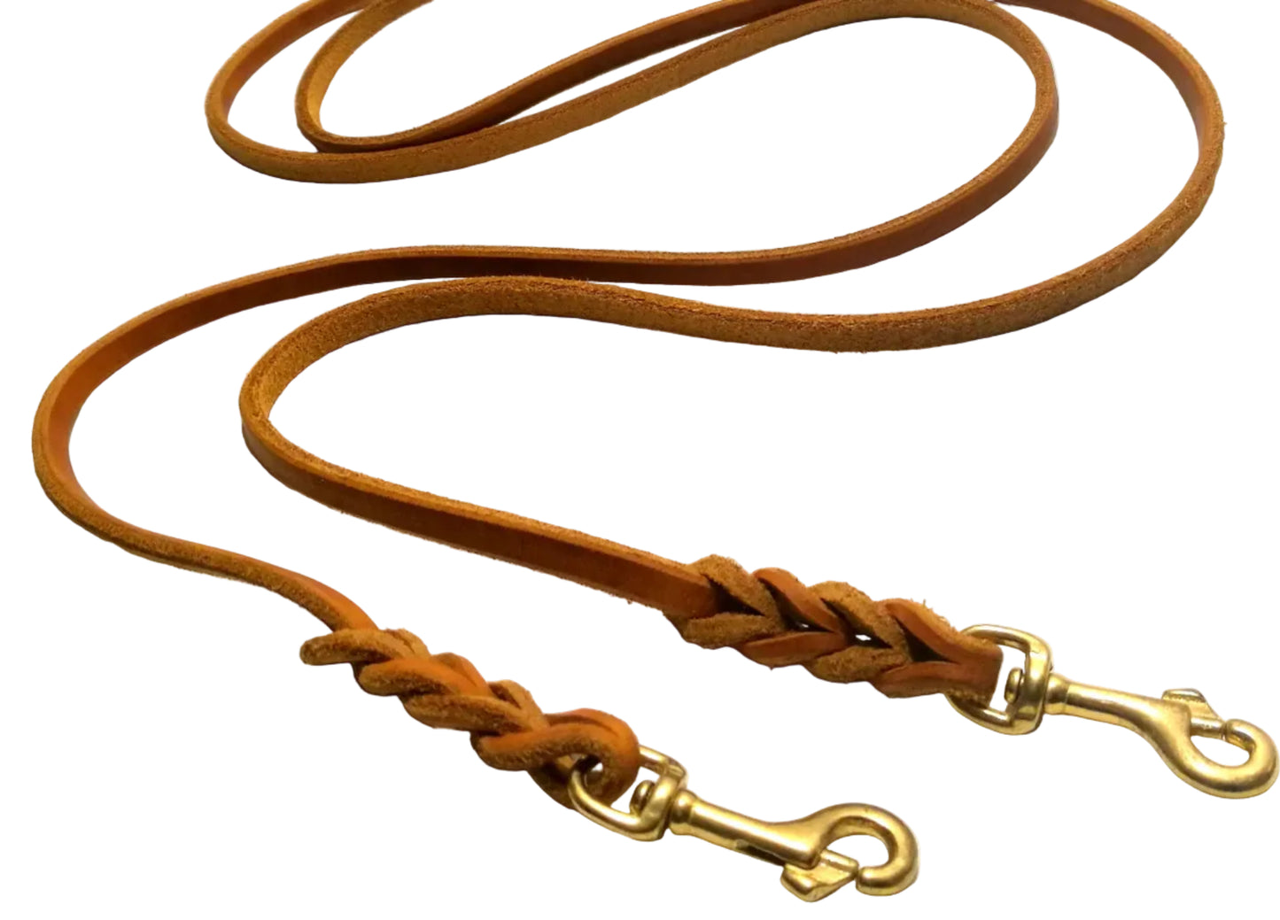 3 m Doppelleine schlicht, Leine Leder Fettleder geflochten, Hundeleine