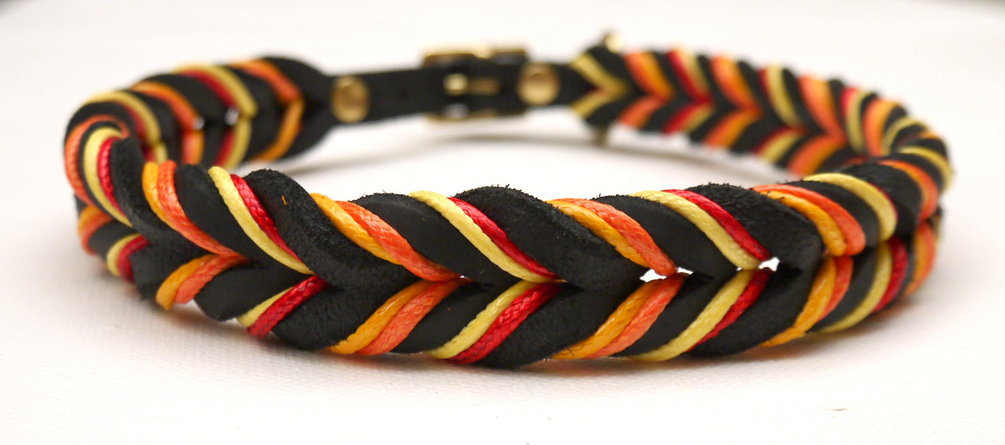 "Lilly" geflochten, Halsband, Leder, Fettleder, Hund