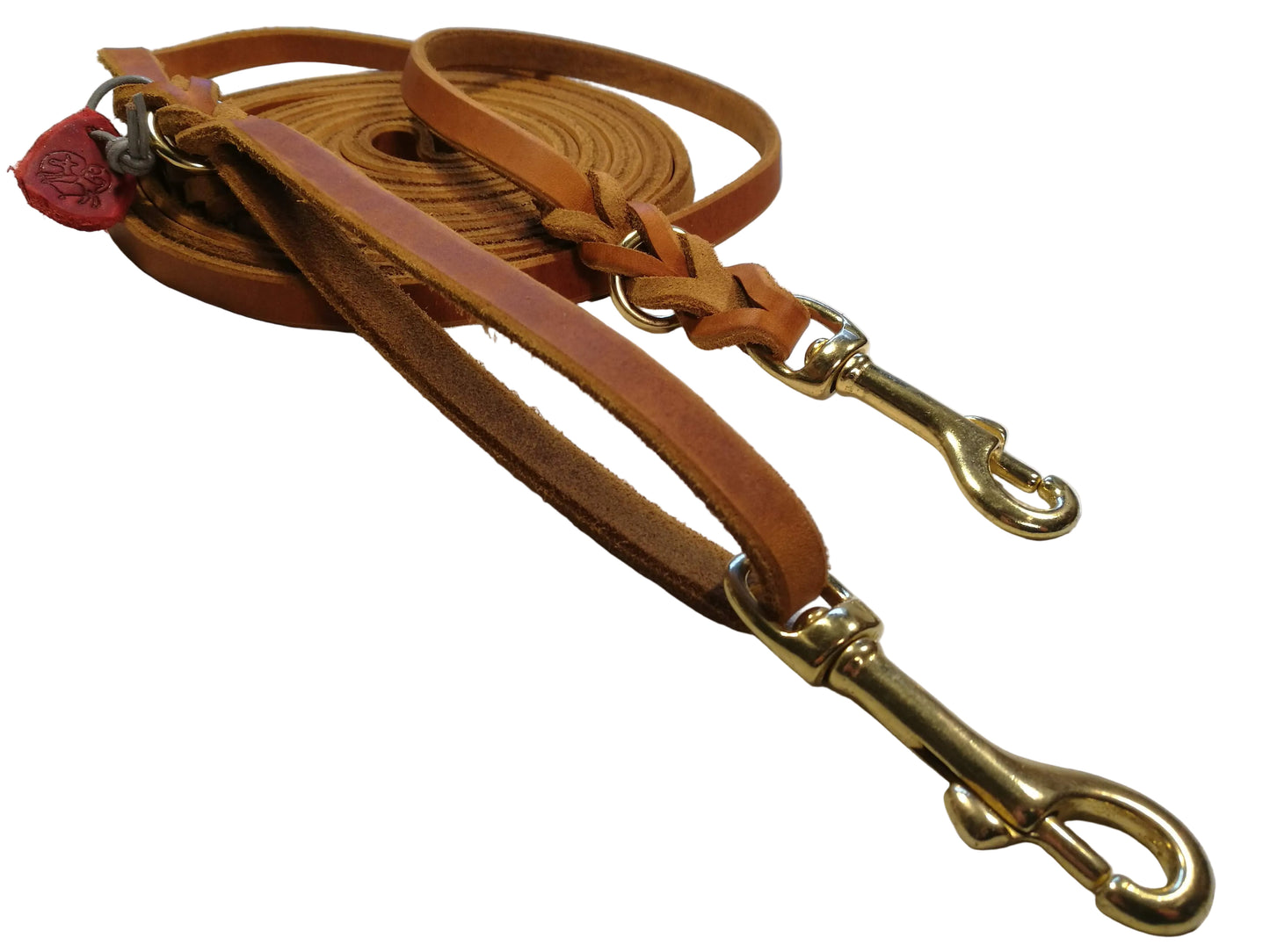 3 m mit zus. Karabiner in der Handschlaufe, Leine Leder Fettleder geflochten, Hundeleine