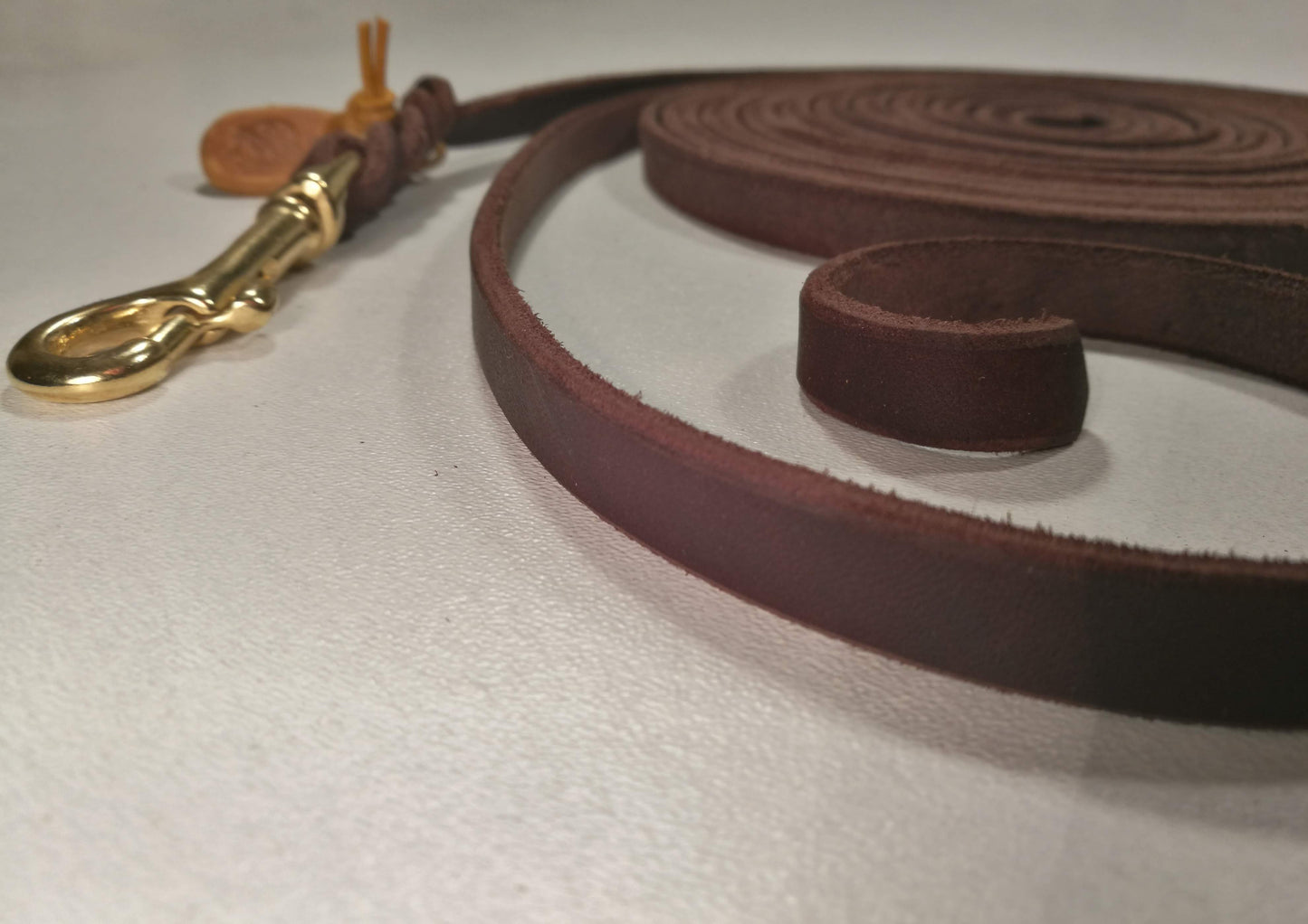 5 m, ohne Handschlaufe, verstellbar, Leine Leder Fettleder geflochten, Hundeleine, Führleine