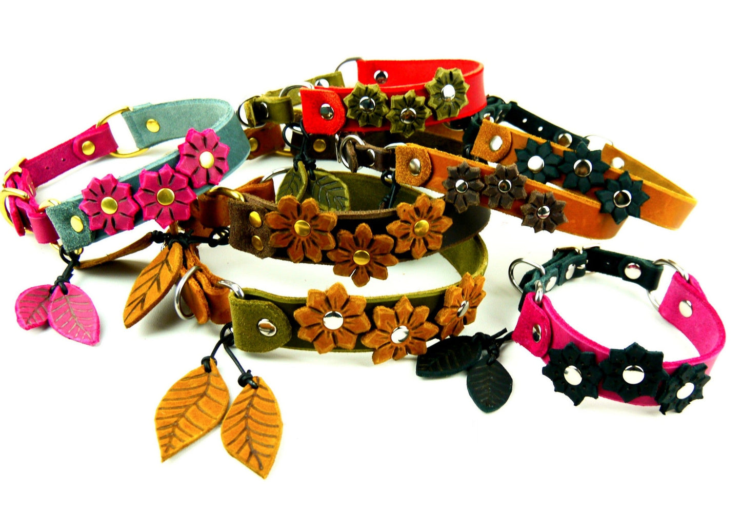 "Fleur" Halsband, Halsband geflochten, Leder, Fettleder, Hund