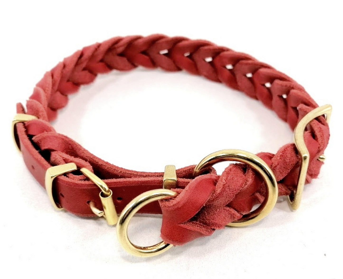 "Teddy" Zugstopp, Halsband geflochten, Leder, Fettleder, Hund