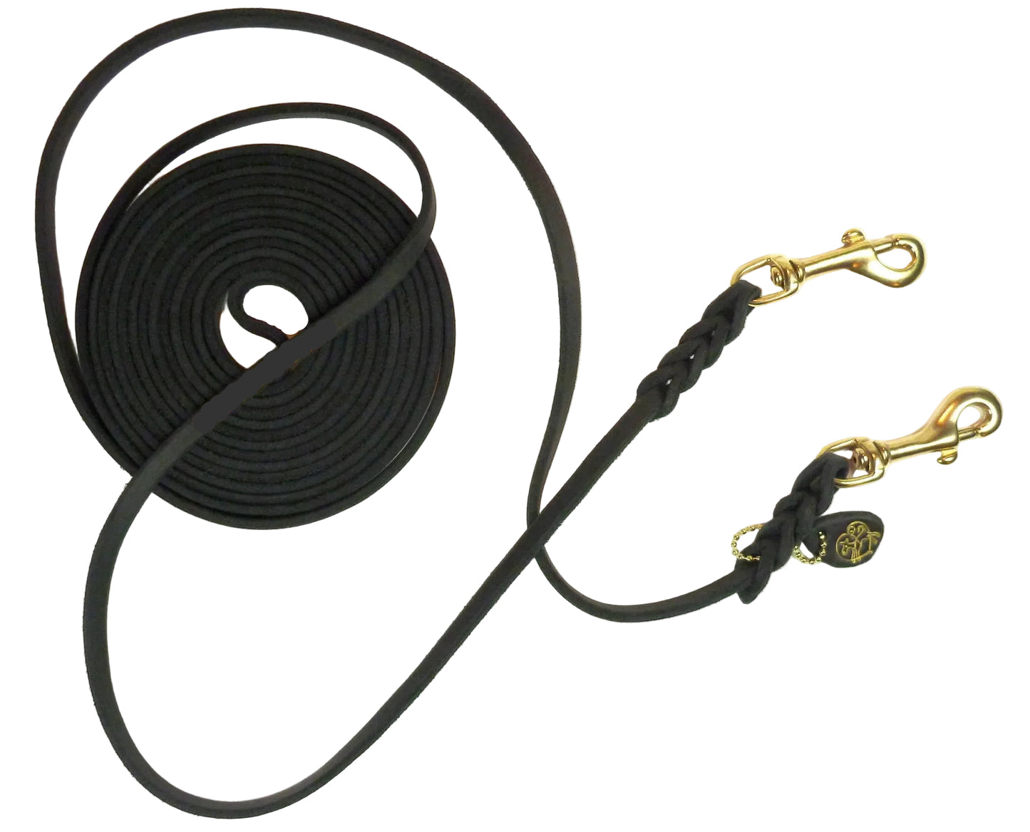 3 m Doppelleine schlicht, Leine Leder Fettleder geflochten, Hundeleine