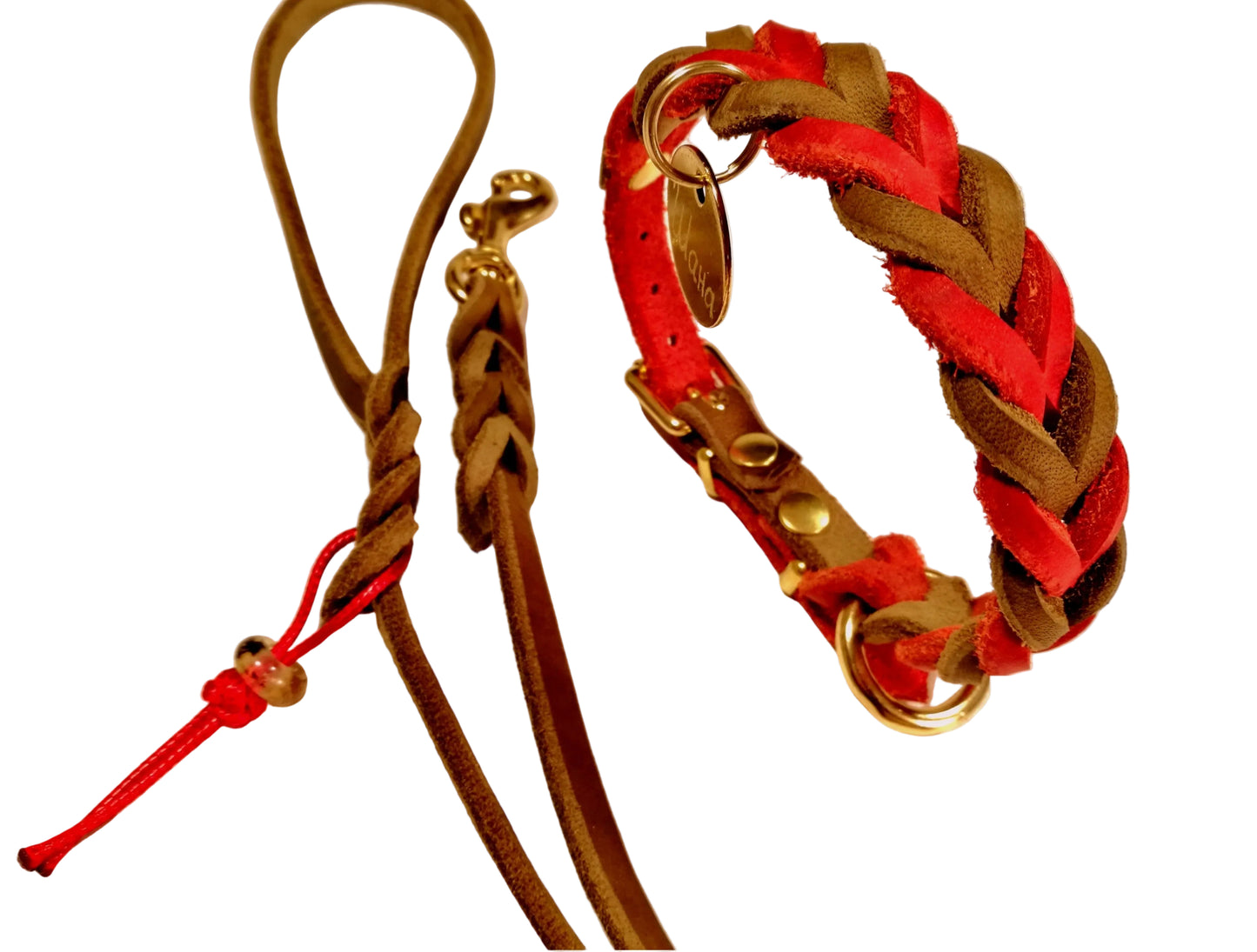 "Lilly" geflochten, Halsband, Leder, Fettleder, Hund