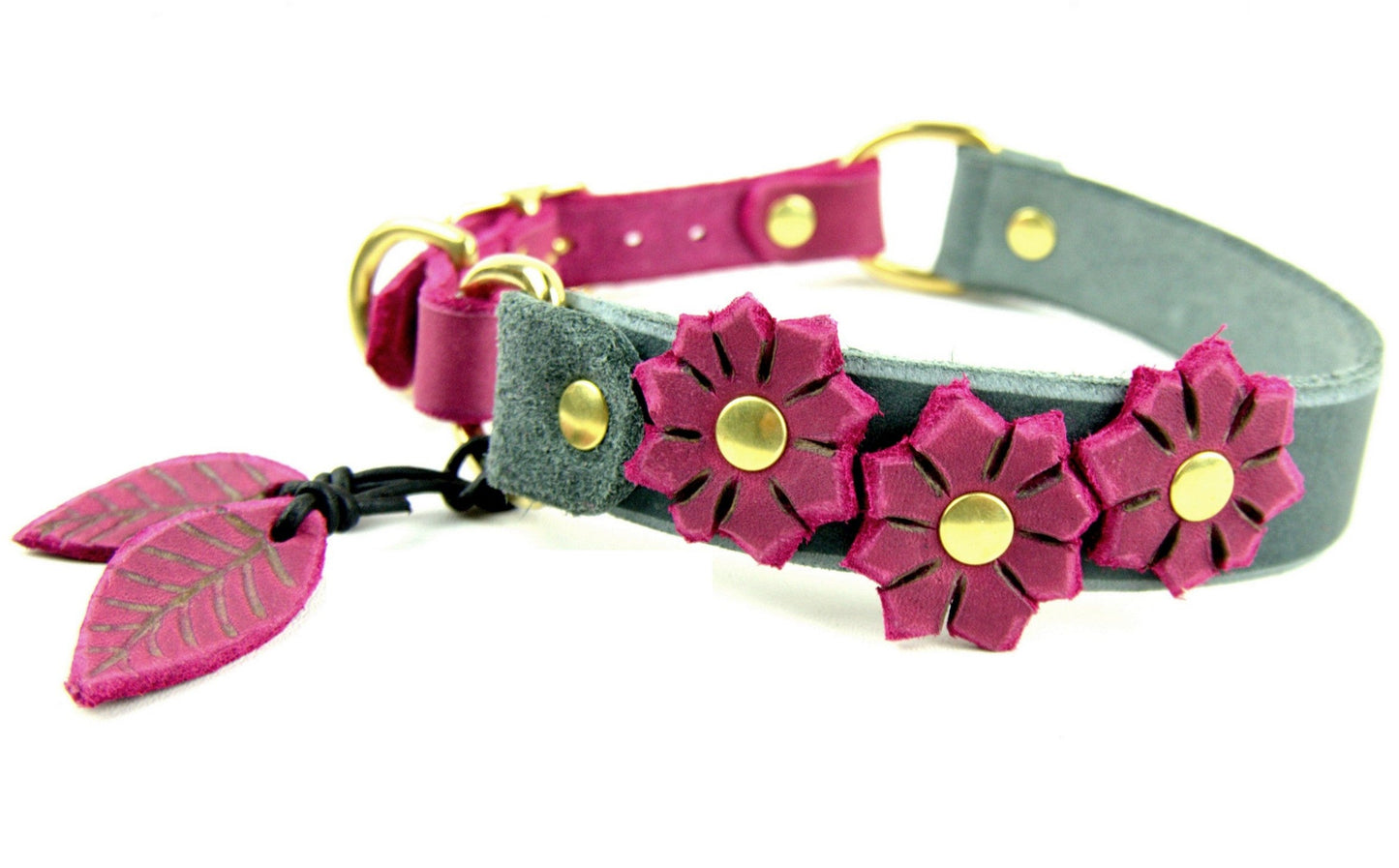 "Fleur" Halsband, Halsband geflochten, Leder, Fettleder, Hund