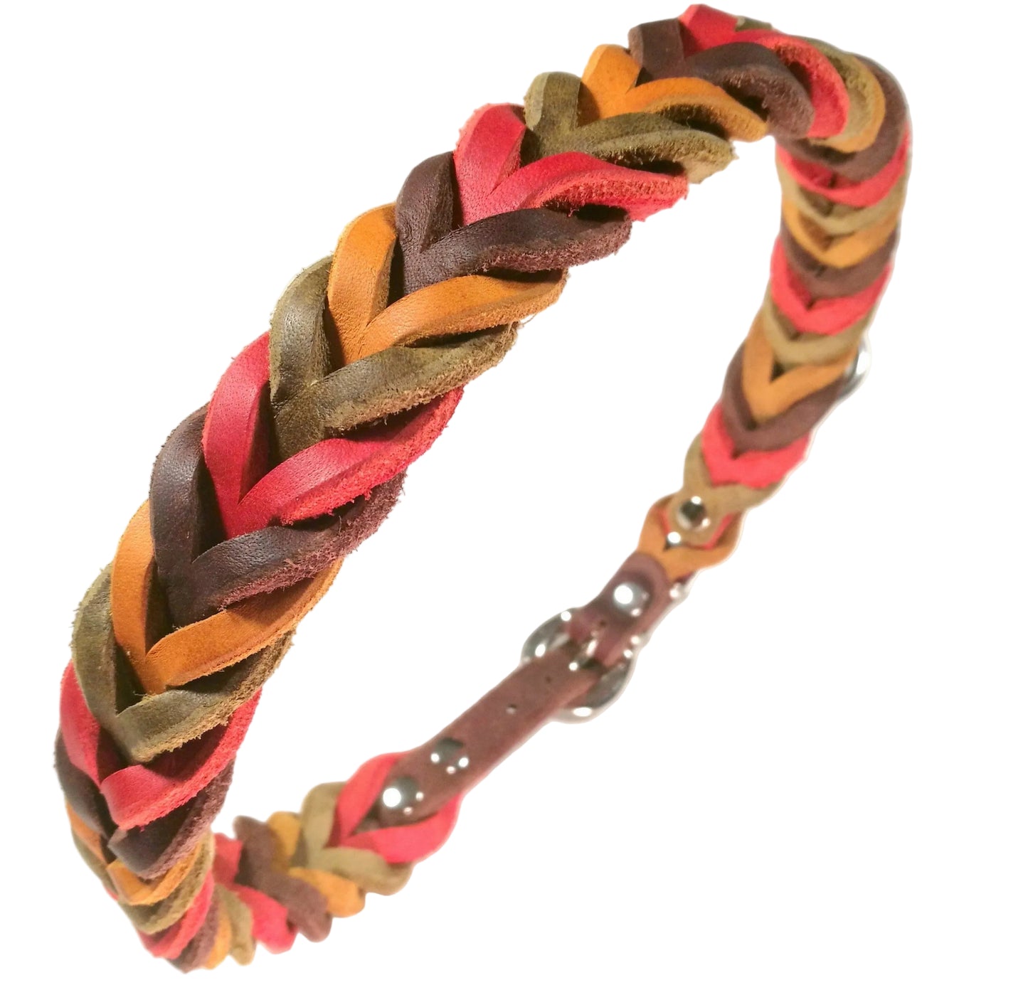 "Quartett" Halsband vierfarbig geflochten, Fettleder, Leder, Hund