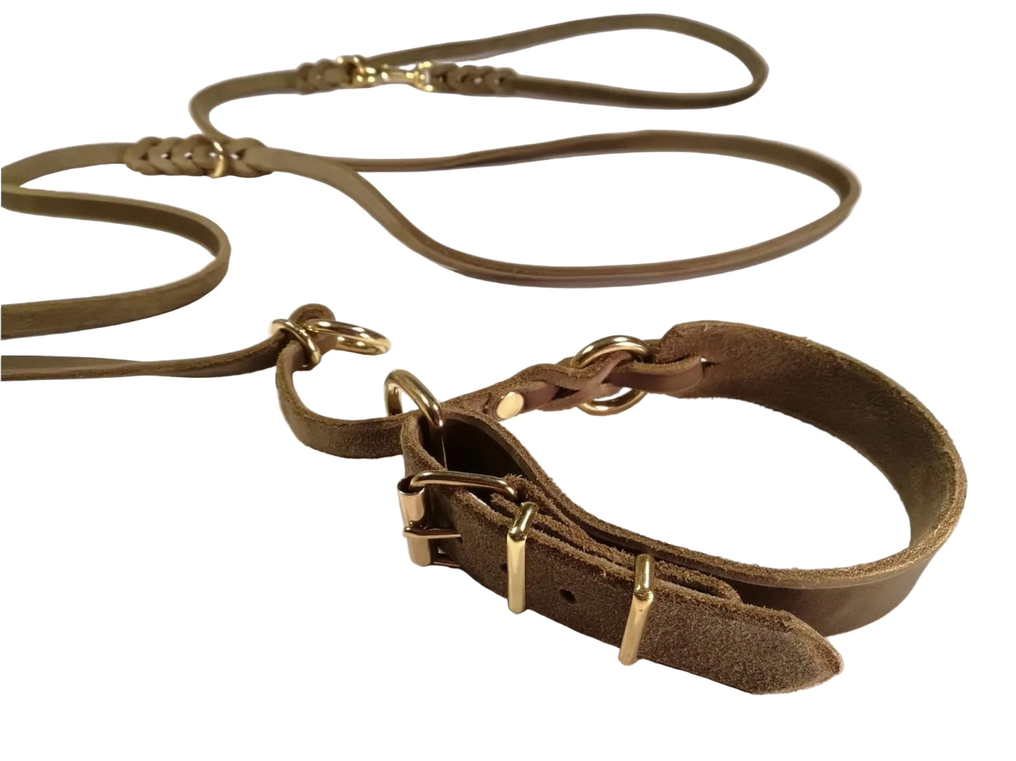 "Pepe" Leine+Halsung, Halsband, Leder, Fettleder, Hund