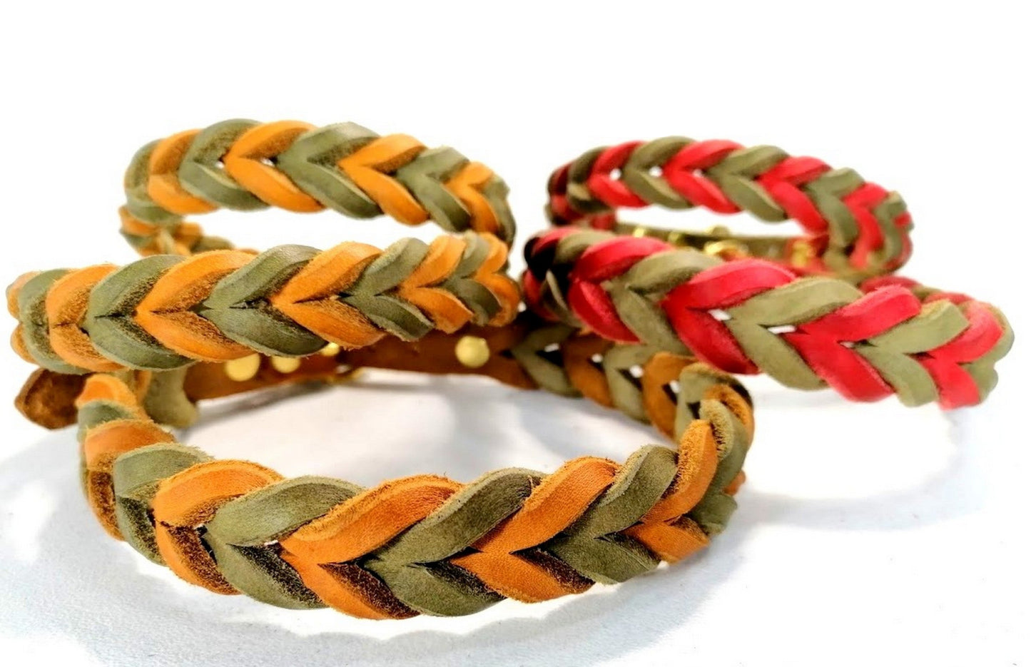"Lilly" geflochten, Halsband, Leder, Fettleder, Hund