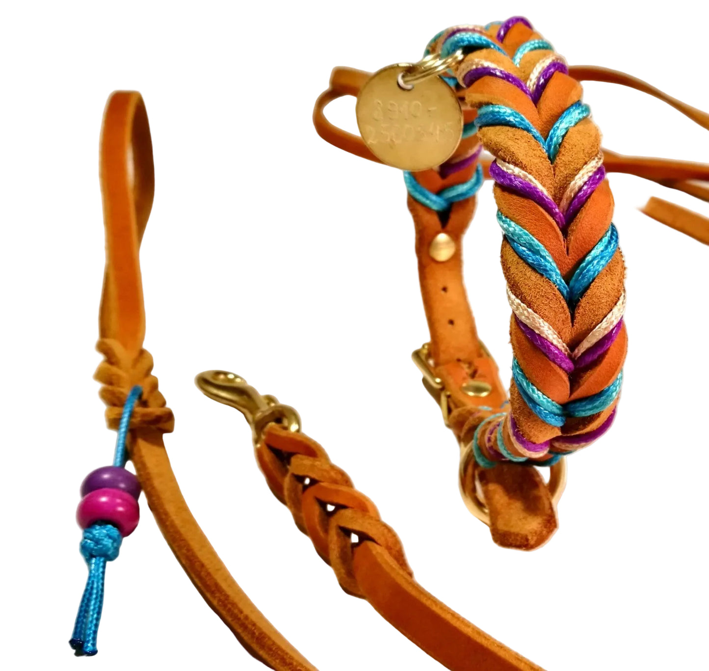 "Lilly" geflochten, Halsband, Leder, Fettleder, Hund