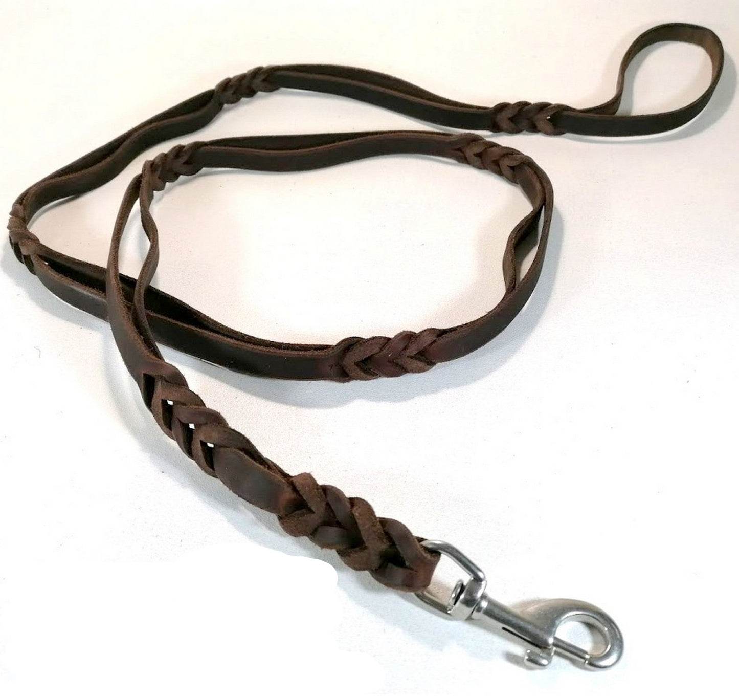 2 m "Basco" Handschlaufenleine , Leine Leder Fettleder geflochten, Hundeleine