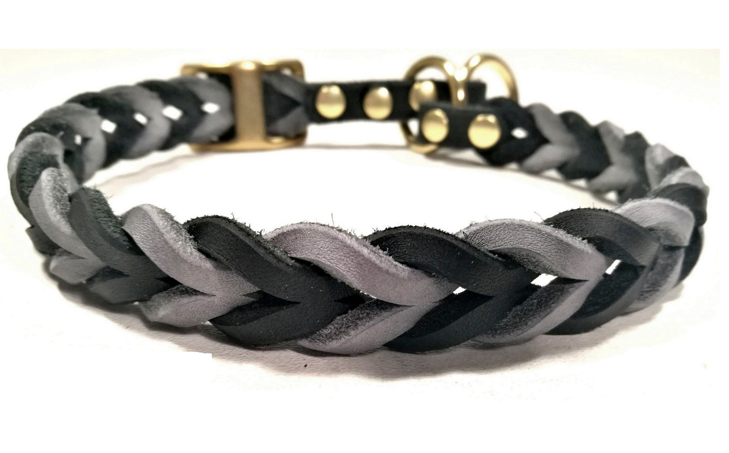 "Bruno" Zugstopp, Halsband geflochten, Leder, Fettleder, Hund