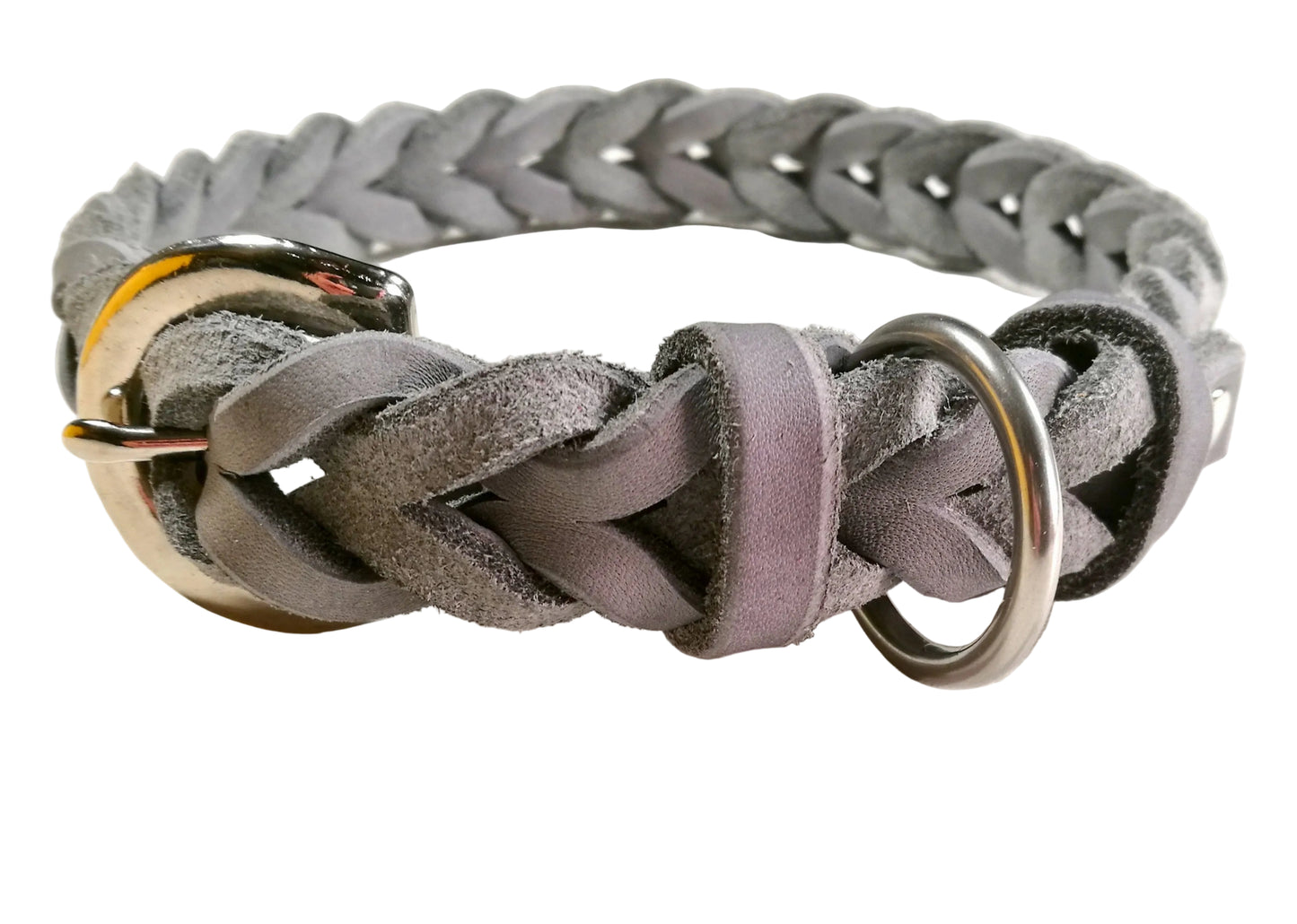 "Leila" komplett geflochten, Halsband, Leder, Fettleder, Hund