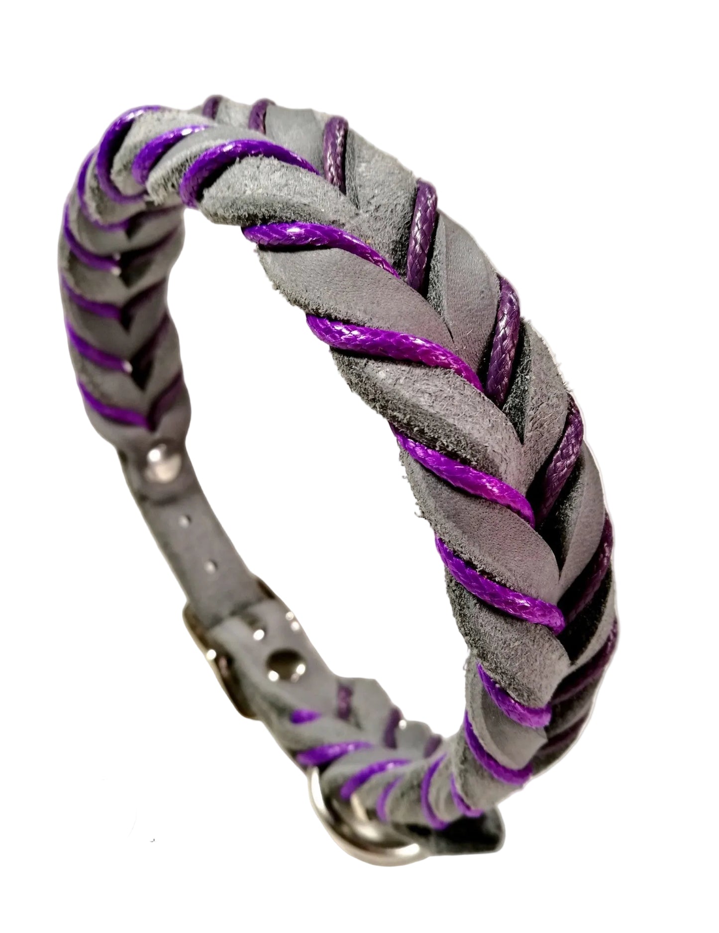 "Lilly" geflochten, Halsband, Leder, Fettleder, Hund