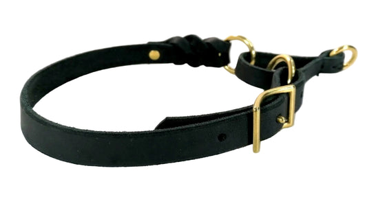 "Nelly" Zugstopp Halsband, geflochten, Fettleder, verstellbar, Handarbeit