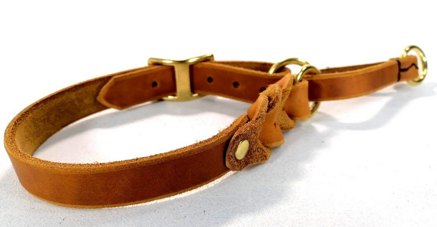 "Nelly" Zugstopp Halsband, geflochten, Fettleder, verstellbar, Handarbeit