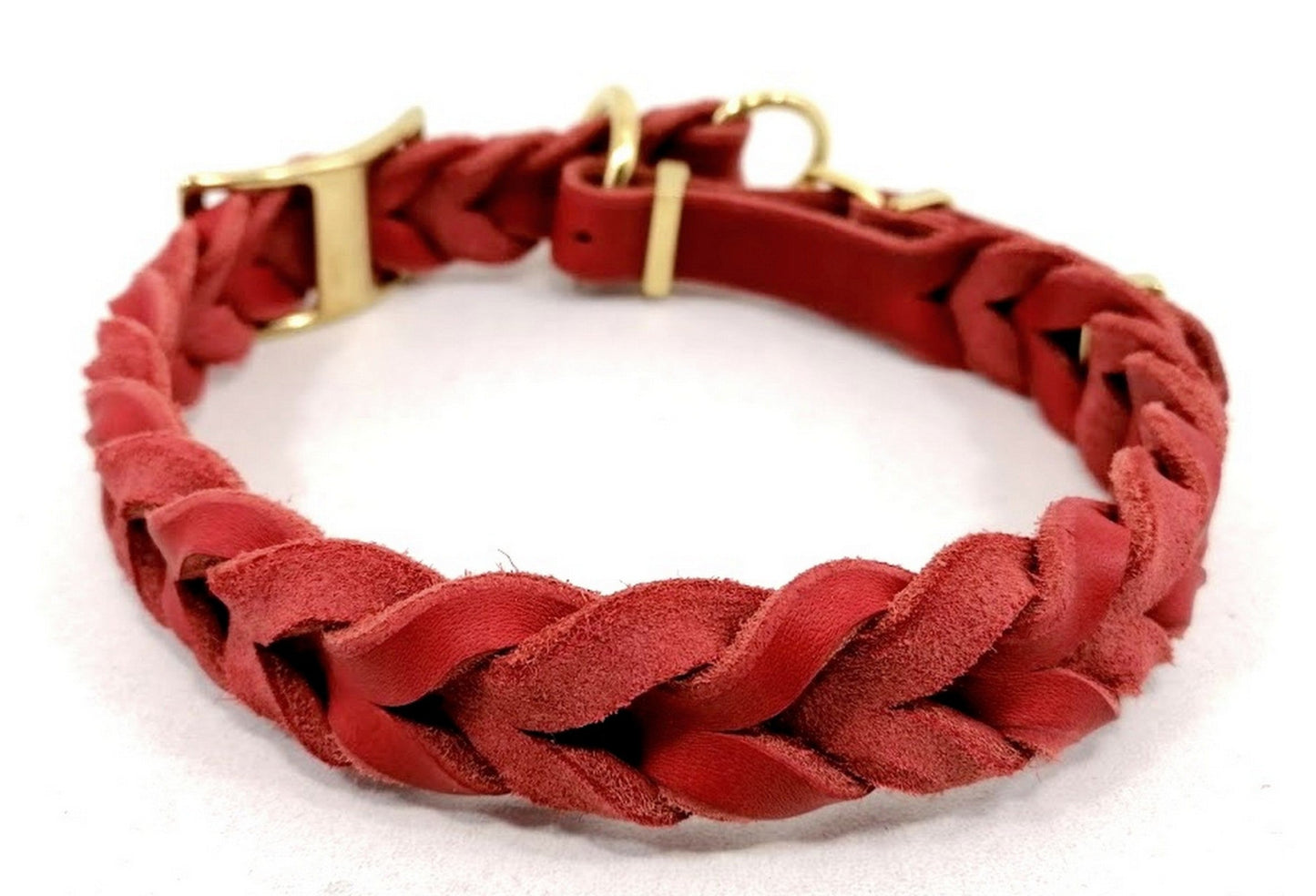 "Teddy" Zugstopp, Halsband geflochten, Leder, Fettleder, Hund