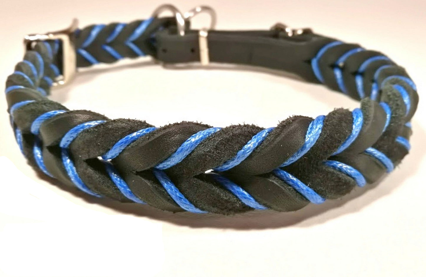 "Teddy" Zugstopp, Halsband geflochten, Leder, Fettleder, Hund