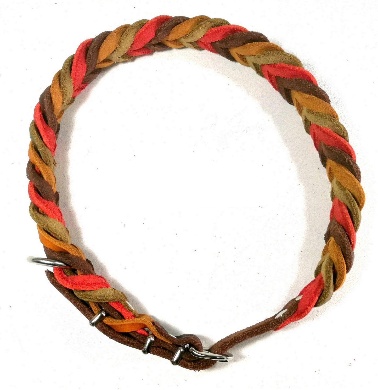 "Quartett" Halsband vierfarbig geflochten, Fettleder, Leder, Hund