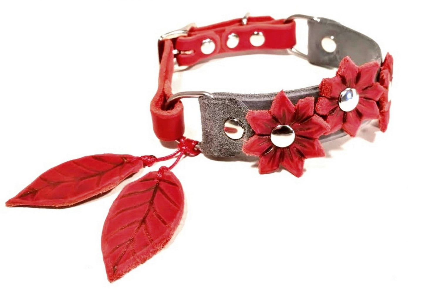 "Fleur" Halsband, Halsband geflochten, Leder, Fettleder, Hund