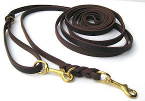 2,5 m mit zus. Karabiner in der Handschlaufe, Leine Leder Fettleder geflochten Hundeleine Führleine