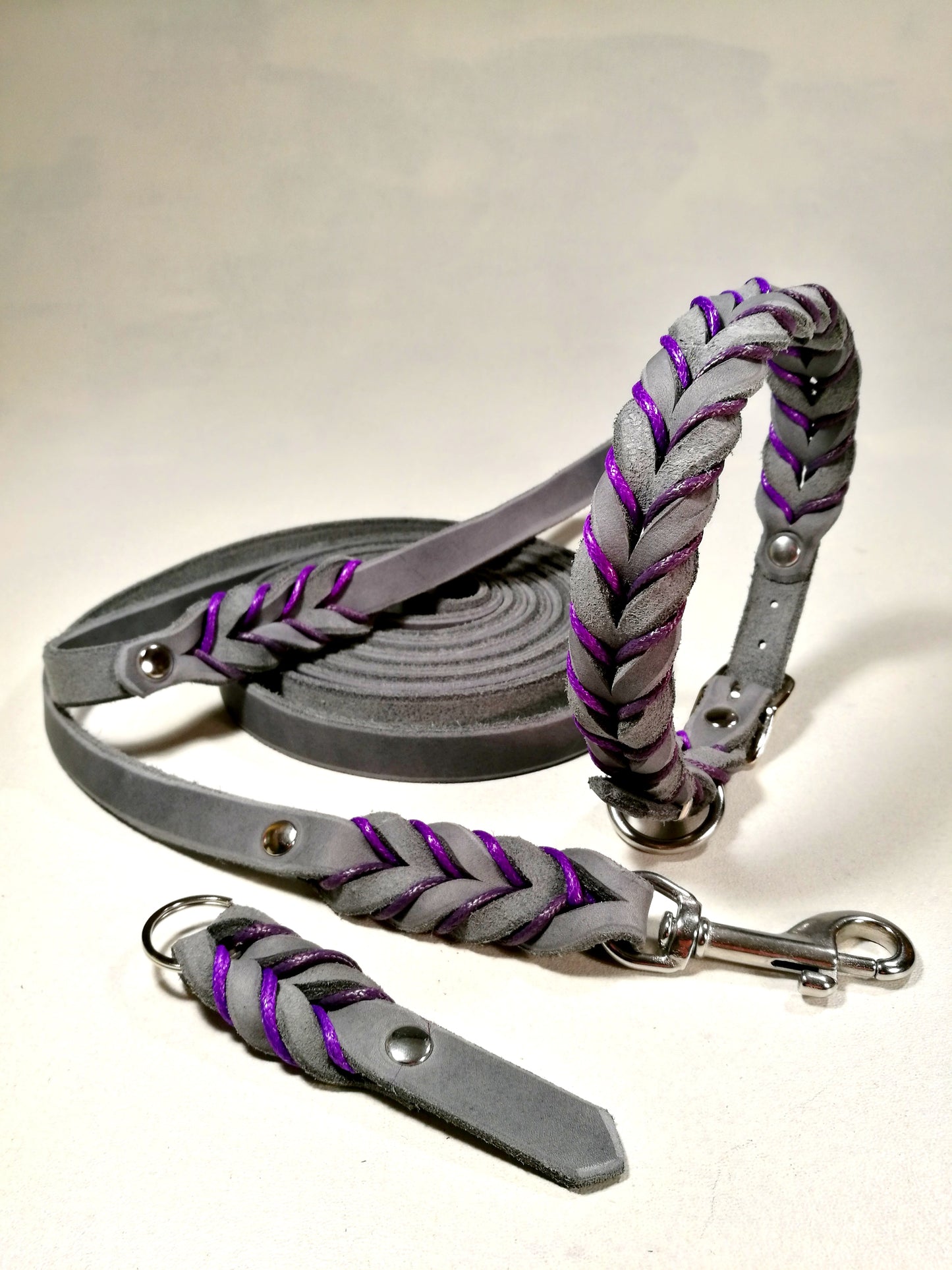 "Lilly" geflochten, Halsband, Leder, Fettleder, Hund