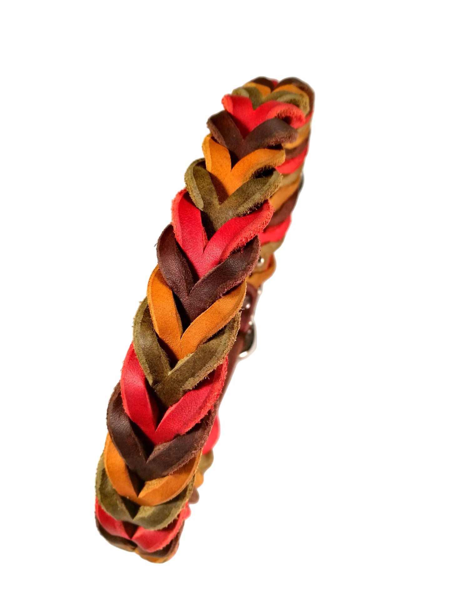 "Quartett" Halsband vierfarbig geflochten, Fettleder, Leder, Hund