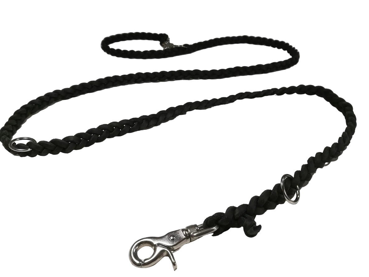 2 m, verstellbar "Gretchen", Leine Leder Fettleder geflochten, Hundeleine, Führleine