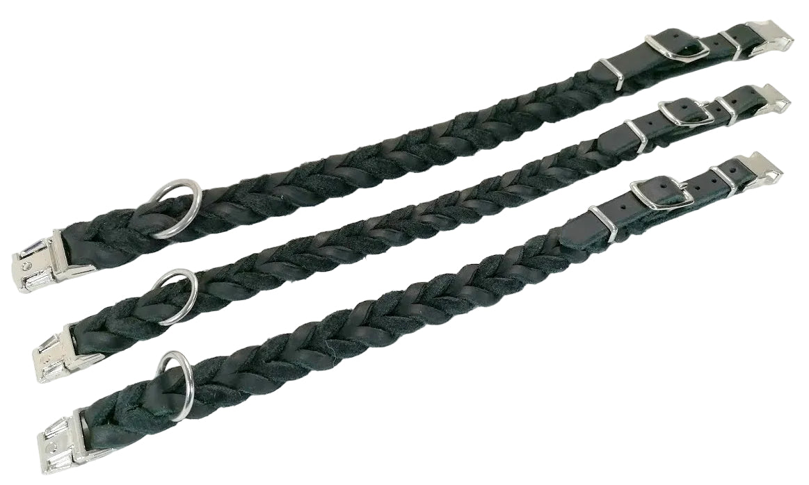 "Charlie" Halsband geflochten, Leder, Klick, Verstellbar, Fettleder, Leder, Hund