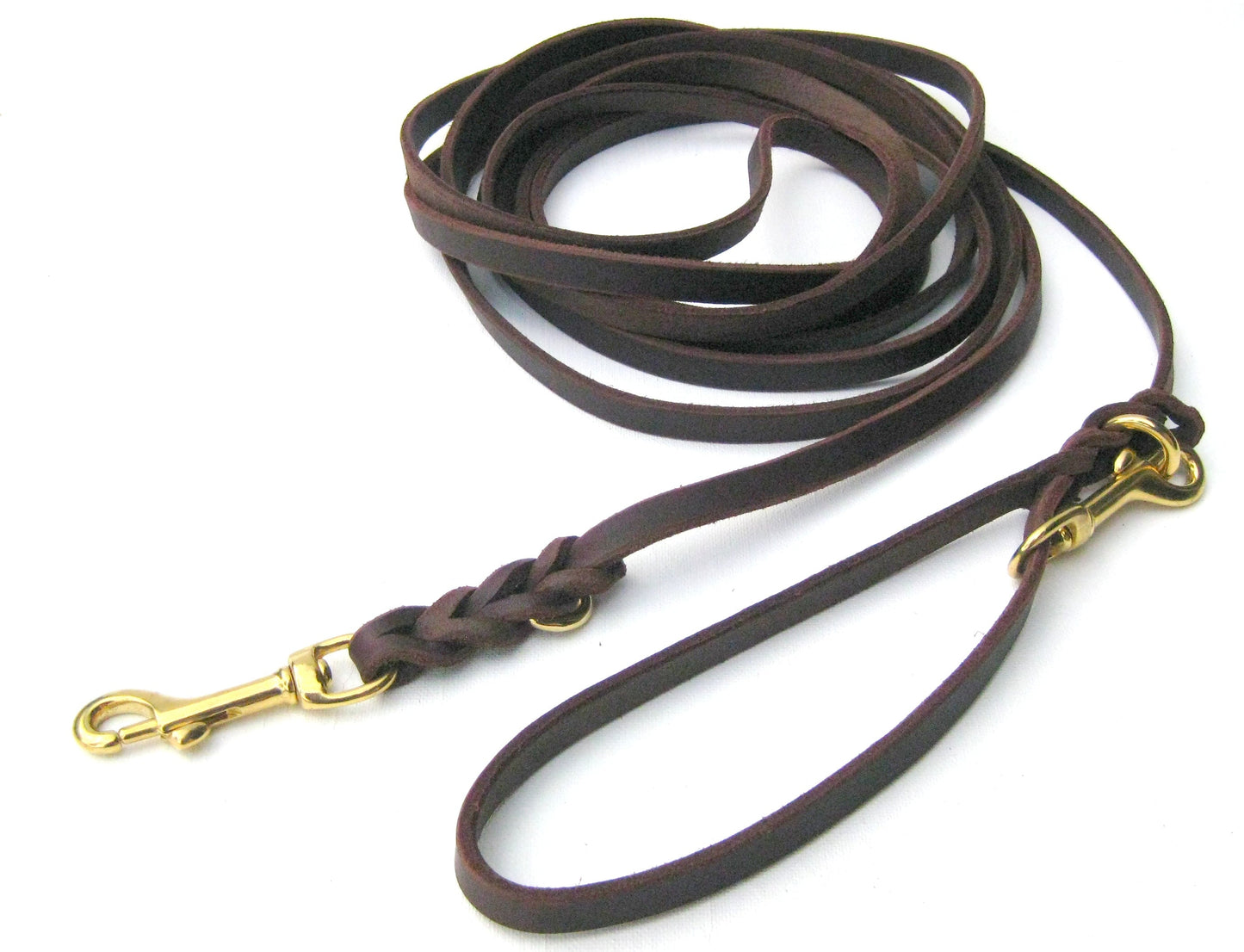 2,5 m mit zus. Karabiner in der Handschlaufe, Leine Leder Fettleder geflochten Hundeleine Führleine