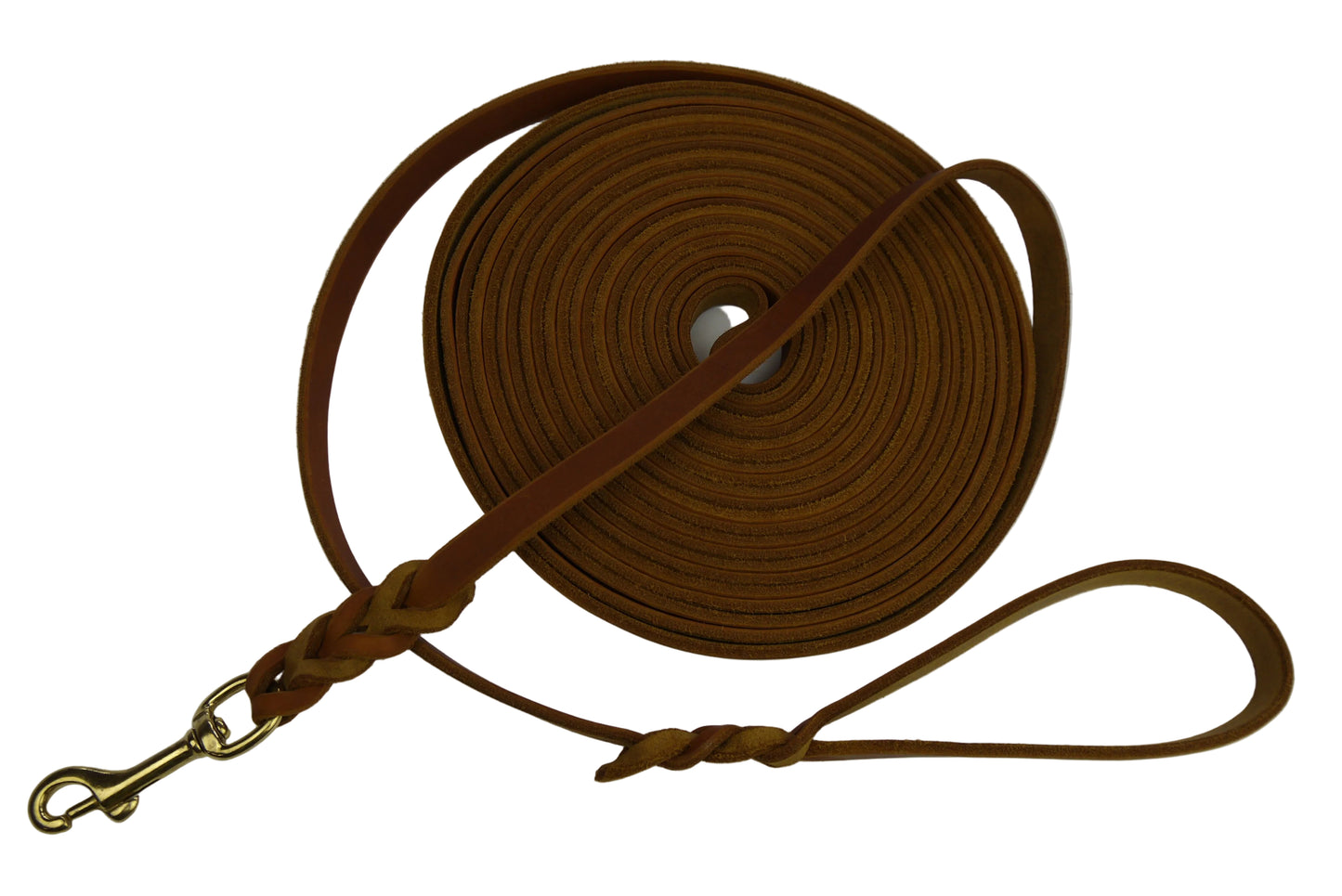 12 m mit Handschlaufe, Leine Leder Fettleder geflochten, Trailleine, Suche, Hundeleine Schleppleine