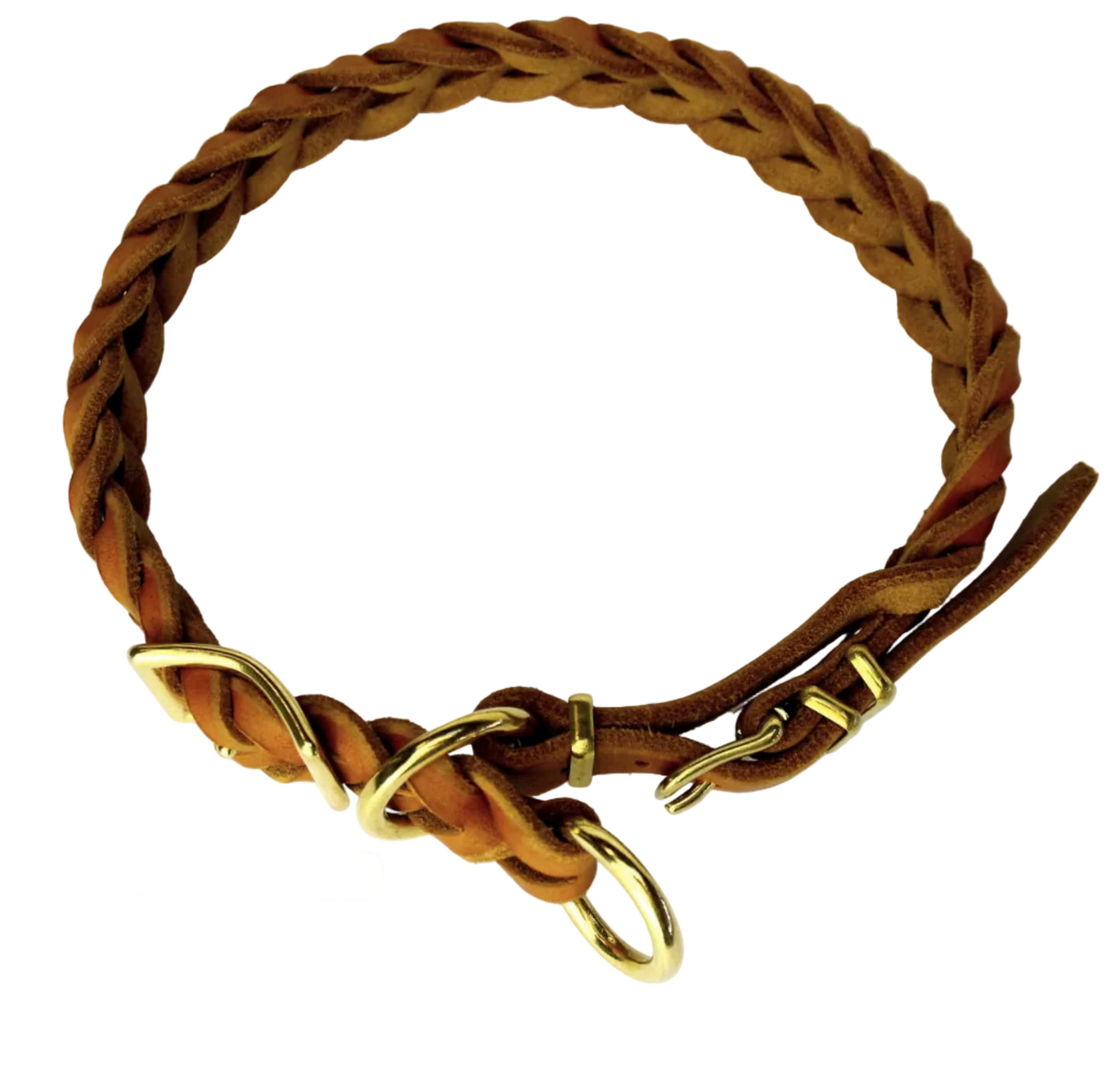 "Teddy" Zugstopp, Halsband geflochten, Leder, Fettleder, Hund
