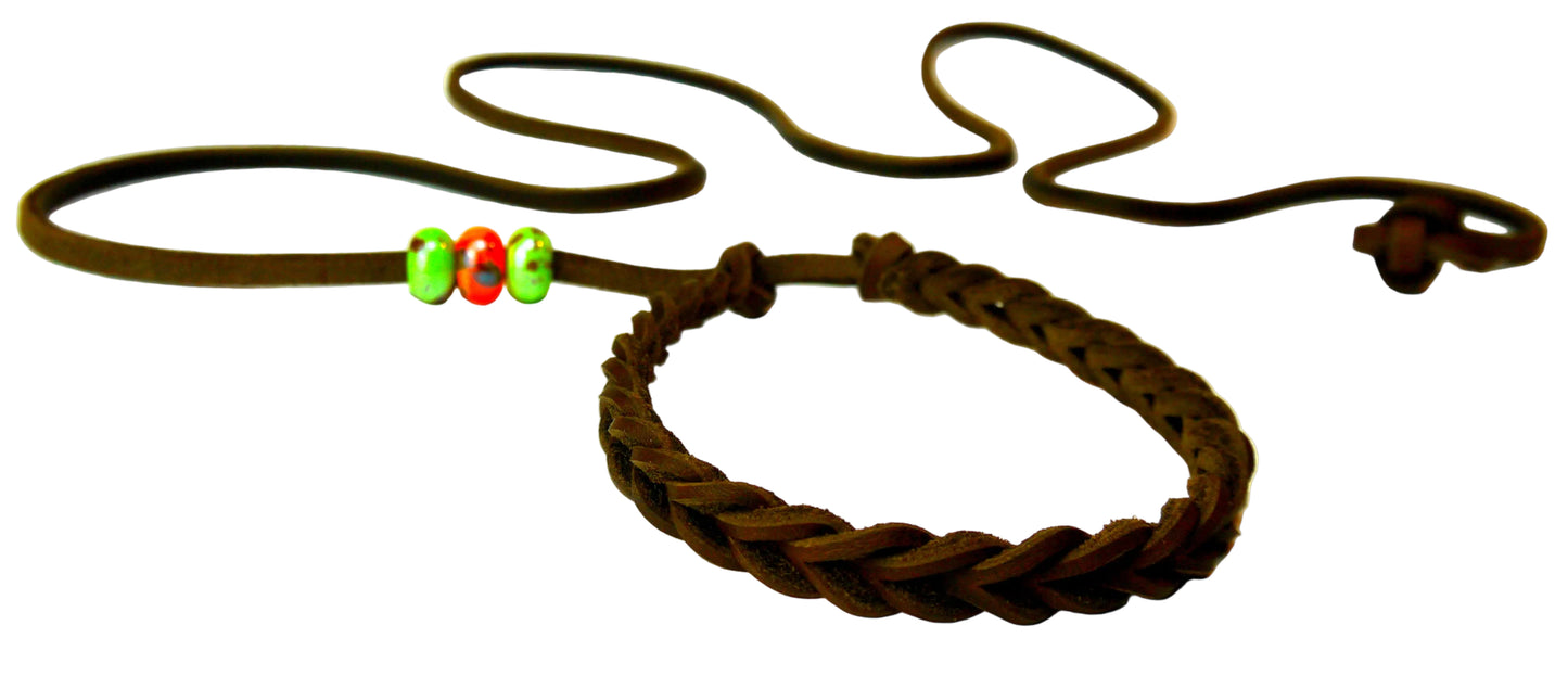"Hugo" mit geflochtener Halsung, Halsband geflochten, Leder, Fettleder, Hund
