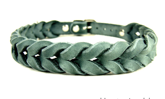 "Lilly" geflochten, Halsband, Leder, Fettleder, Hund