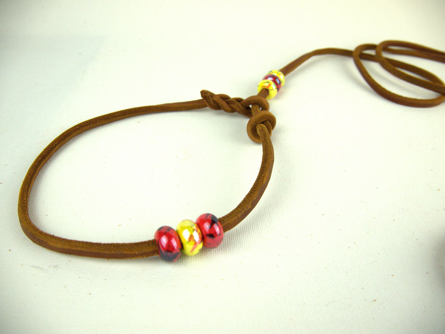 "Jil" mit Halsung, Halsband geflochten, Leder, Fettleder, Hund