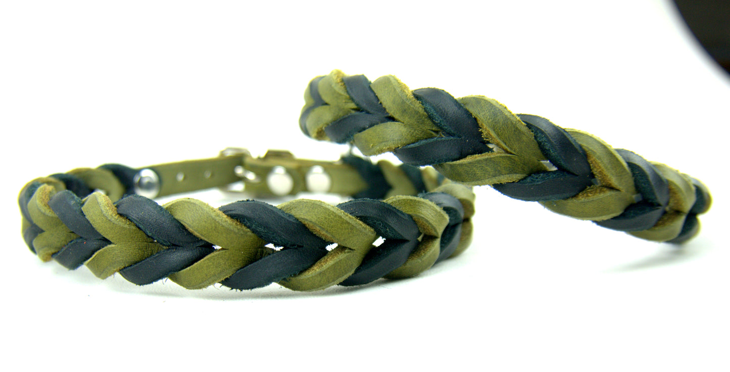 "Lilly" geflochten, Halsband, Leder, Fettleder, Hund
