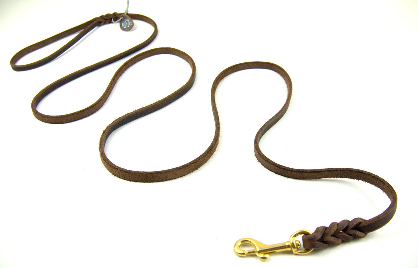 1 m mit Handschlaufe, Leine Leder Fettleder geflochten, Hundeleine