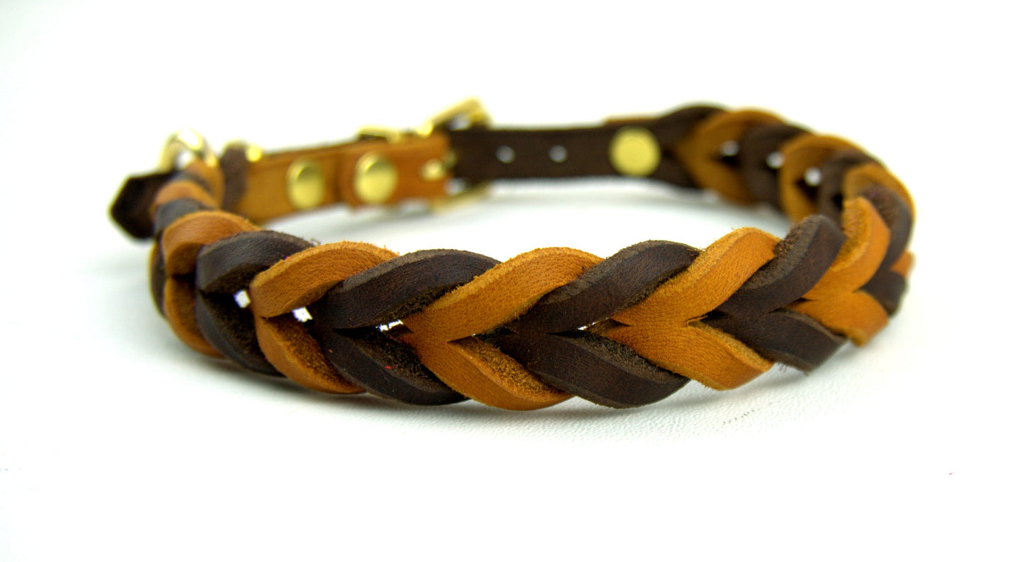 "Lilly" geflochten, Halsband, Leder, Fettleder, Hund
