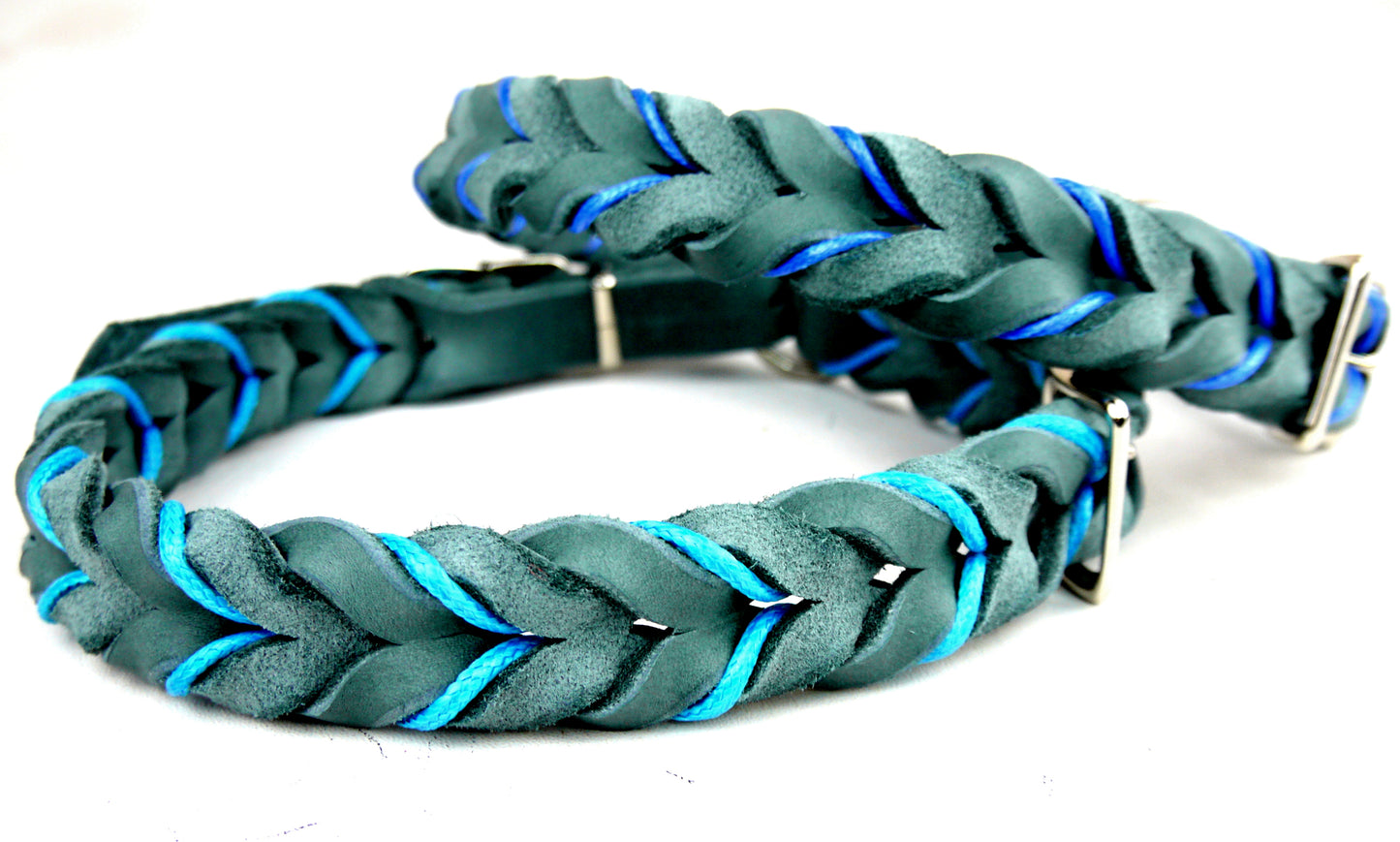 "Teddy" Zugstopp, Halsband geflochten, Leder, Fettleder, Hund